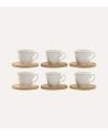 Set de 6 Tazas para Café de POrcelana con Plato de Bambú