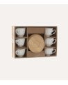 Set de 6 Tazas para Café de POrcelana con Plato de Bambú