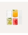 Set de 4 Vasos Ondulados Matcha con Pajita de Borosilicato