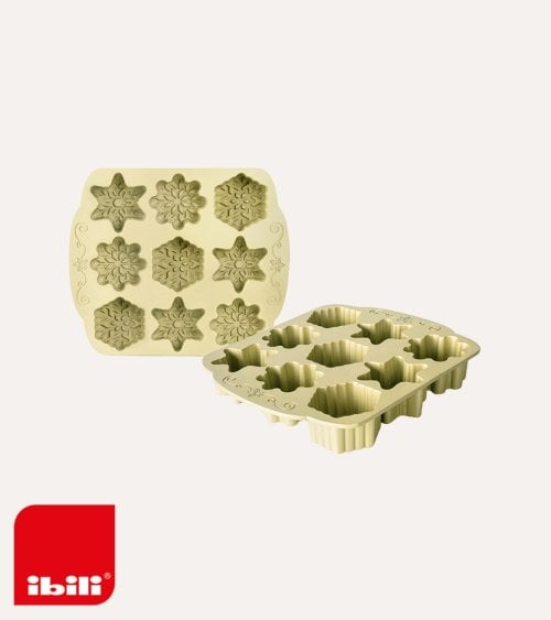 Molde Copos de Nieve con 9 Cabidades Antiadherente de Aluminio Fundido