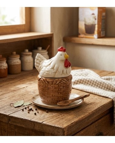 Tarro de Cocina Gallina de Granja de Cerámica
