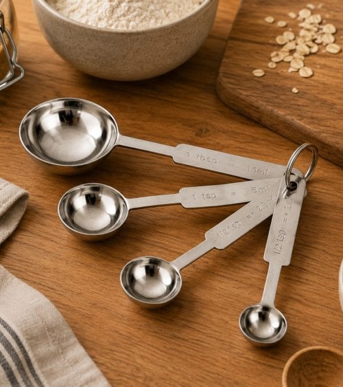 Set de 4 Cucharas Medidoras de Acero Inoxidable