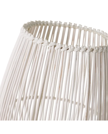 Lampara de Metal y Bambu en Blanco de 17x17x29 cm para Decoracion de Interiores