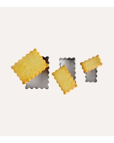 Set de 3 Cortadores Ondulados para Galletas de Acero Inoxidable