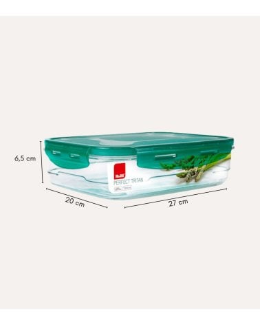 Fiambrera Rectangular Baja de Tritan