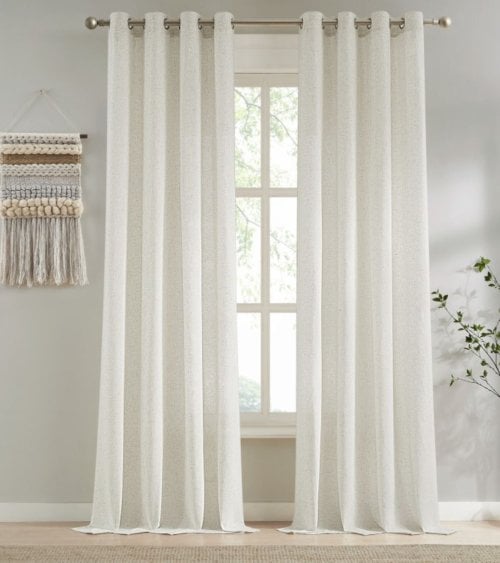 Visillo Estilo Lino Boho con Anillas de Poliéster