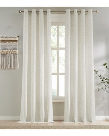 Visillo Estilo Lino Boho con Anillas de Poliéster