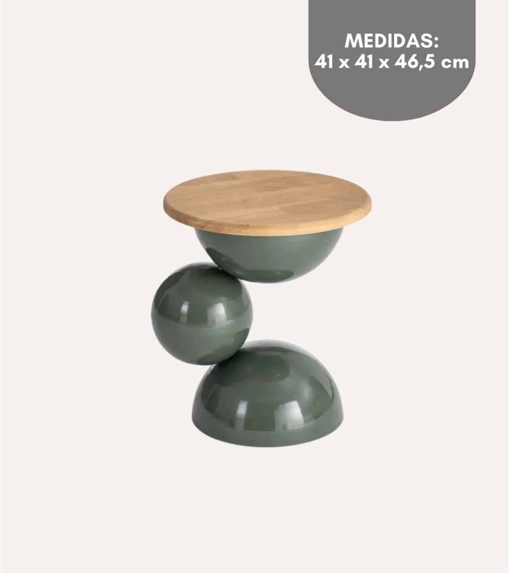 Mesa Auxiliar Esferas de Madera y Metal