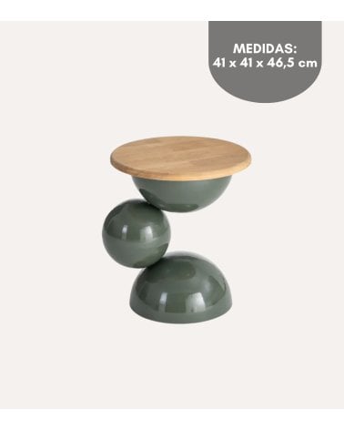 Mesa Auxiliar Esferas de Madera y Metal