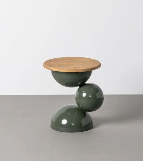 Mesa Auxiliar Esferas de Madera y Metal