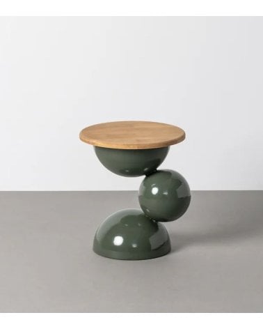 Mesa Auxiliar Esferas de Madera y Metal