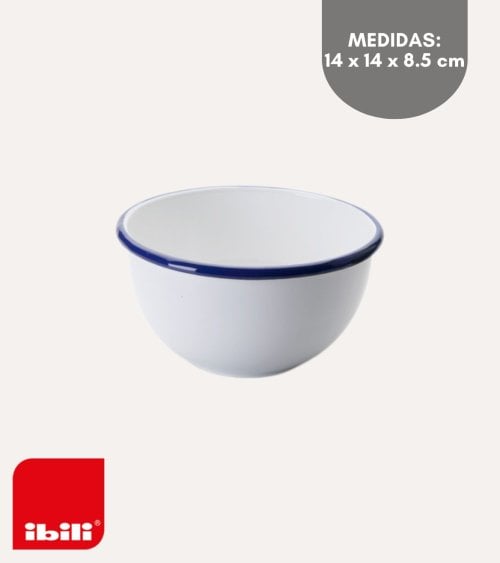 Bol Vintage con Ribete Azul de Acero Vitrificado