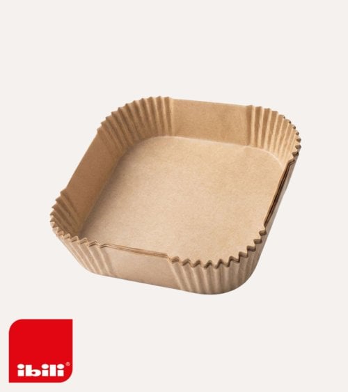 Set de 50 Bandejas Cuadradas Desechables para Freidora de Aire de Papel