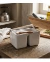 Salero Doble Simple de Ceramica y Bambu