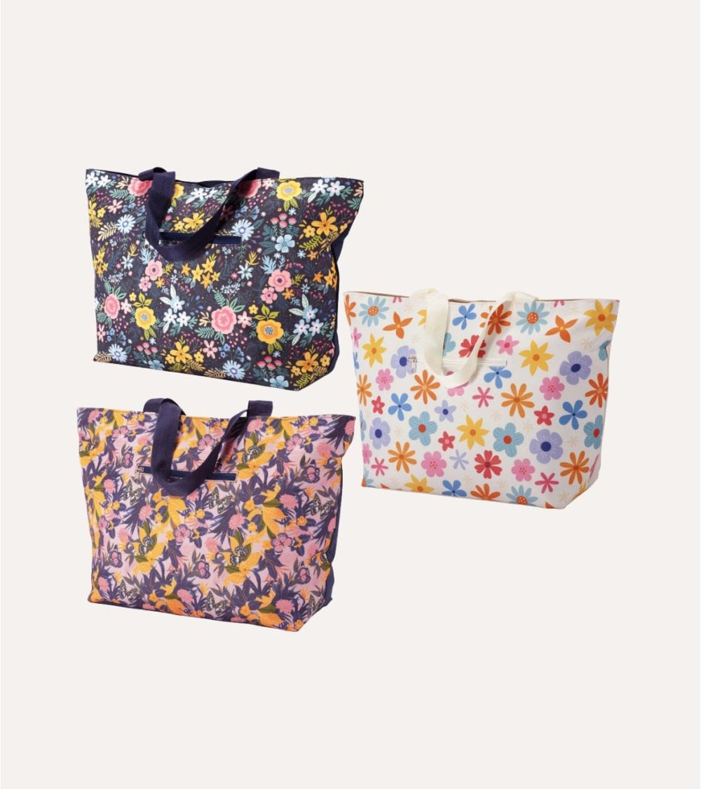 Bolsa de Playa con Flores y Asas Largas de Poliéster