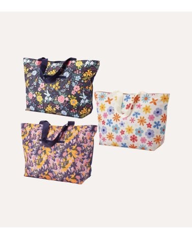 Bolsa de Playa con Flores y Asas Largas de Poliéster