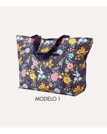 Bolsa de Playa con Flores y Asas Largas de Poliéster