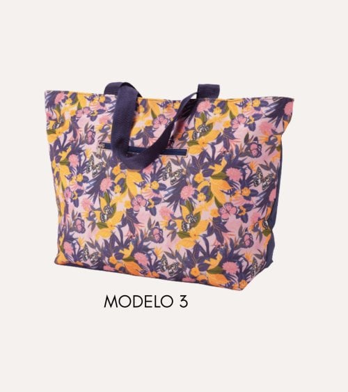 Bolsa de Playa con Flores y Asas Largas de Poliéster