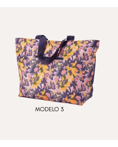Bolsa de Playa con Flores y Asas Largas de Poliéster