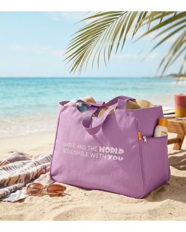 Bolsa de Playa Simple con Asas Altas y Bolsillos Laterales de Poliéster