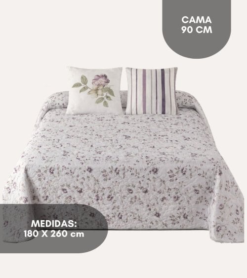 Colcha Bouti Estampado Flores Lora con 1 Funda para Cojin