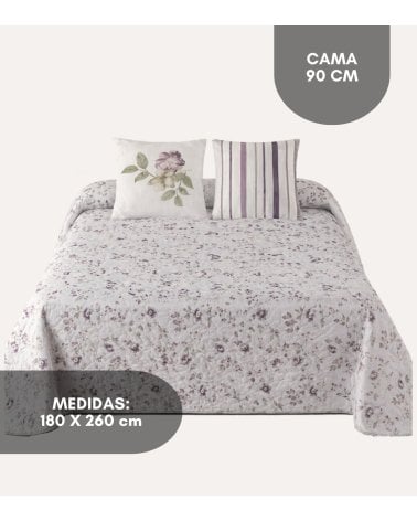 Colcha Bouti Estampado Flores Lora con 1 Funda para Cojin