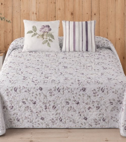Colcha Bouti Estampado Flores Lora con 1 Funda para Cojin