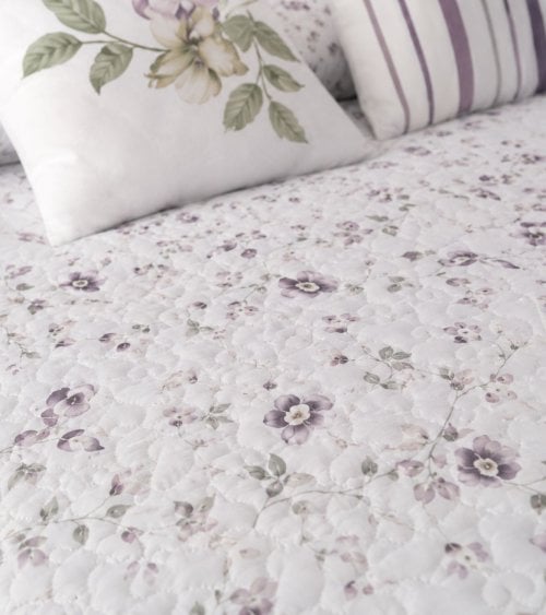 Colcha Bouti Estampado Flores Lora con 1 Funda para Cojin