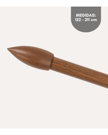 Barra de Cortina Extensible Lanza Efecto Madera de Metal