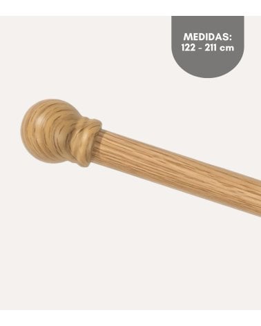 Barra de Cortina Extensible Bola Efecto Madera de Metal