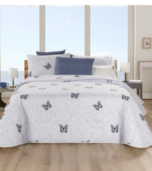 Colcha Bouti Indigo Reversible con Funda para Cojin