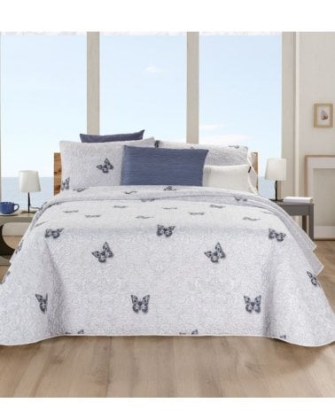 Colcha Bouti Indigo Reversible con Funda para Cojin