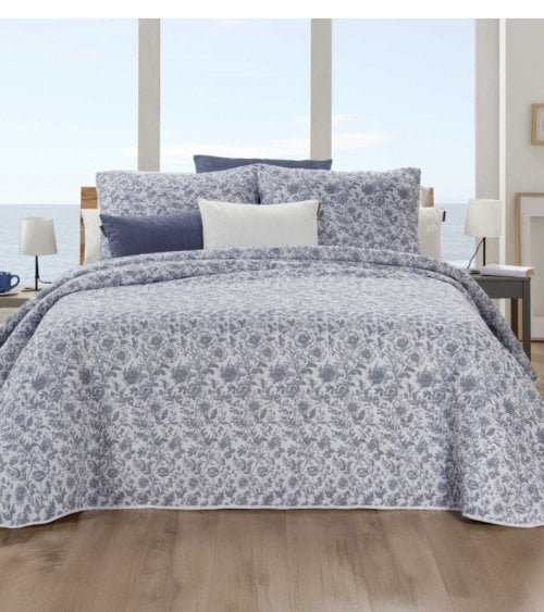 Colcha Bouti Indigo Reversible con Funda para Cojin