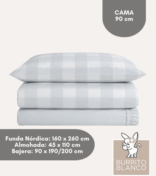 Juego de Sábanas Cuadros Vichy con Funda Nórdica 50% Algodón 50% Poliester