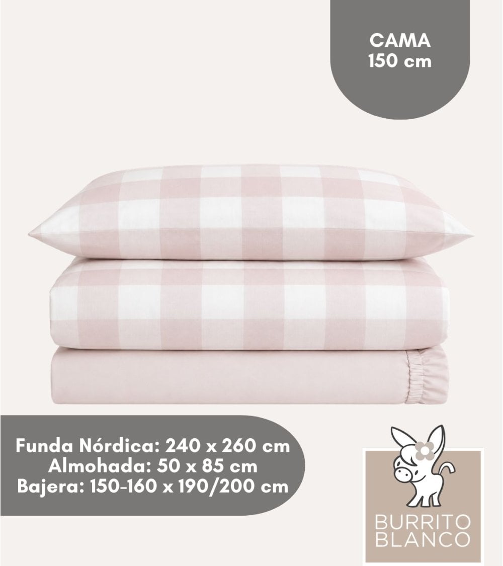 Juego de Sábanas Cuadros Vichy con Funda Nórdica 50% Algodón 50% Poliester