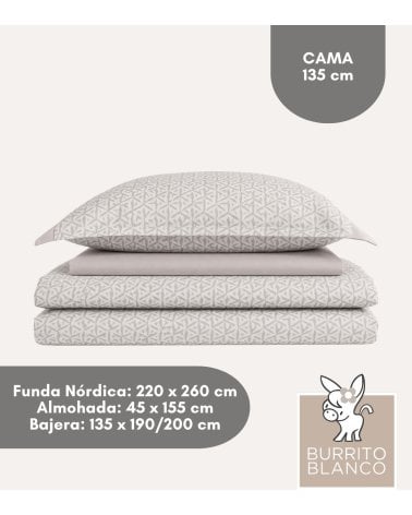 Juego de Funda Nórdica con Estampado Geométrico con Bajera 100% Algodón