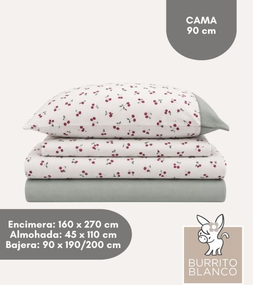 Juego de Sábanas Cerezas 50% Algodón 50% Poliester