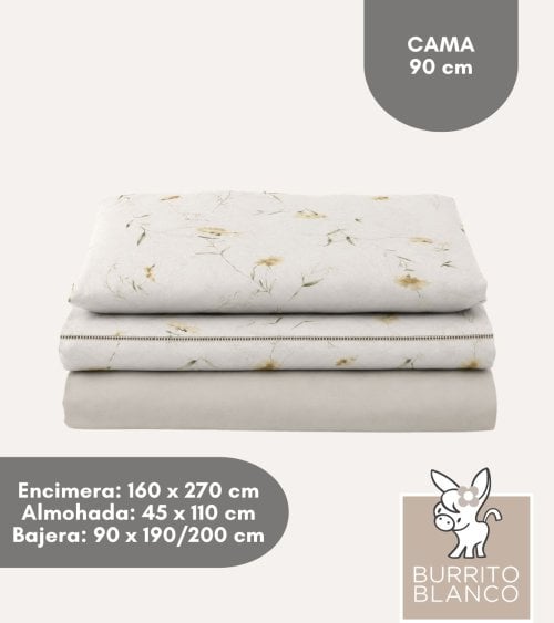 Juego de Sábanas Flores %50 Algodón y 50% Poliester