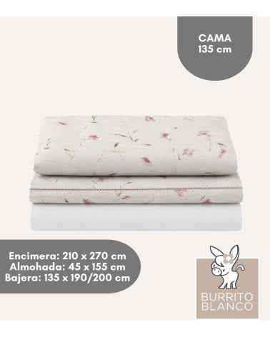 Juego de Sábanas Flores %50 Algodón y 50% Poliester