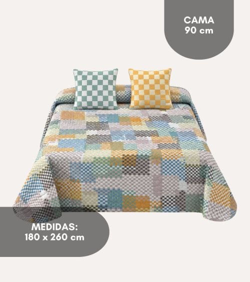 Colcha Bouti Chess Cuadros con Funda para Cojin