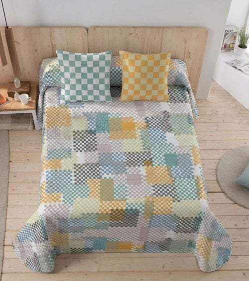 Colcha Bouti Chess Cuadros con Funda para Cojin