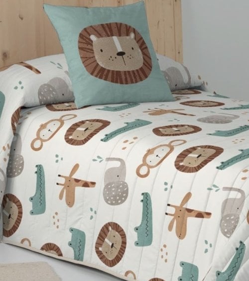 Colcha Bouti Infantil Jungle Animales con Funda para Cojin