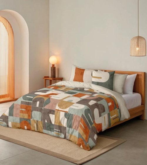 Funda Nórdica Puzzle de 144 Hilos Algodón con Funda para Almohada