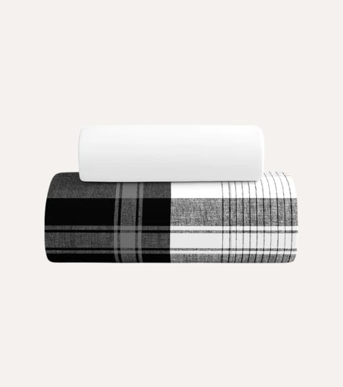 Funda Nórdica Check de 144 Hilos Algodón con Funda para Almohada