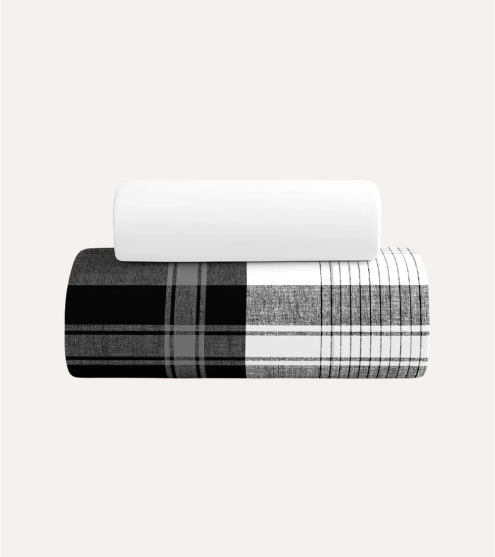 Funda Nórdica Check de 144 Hilos Algodón con Funda para Almohada