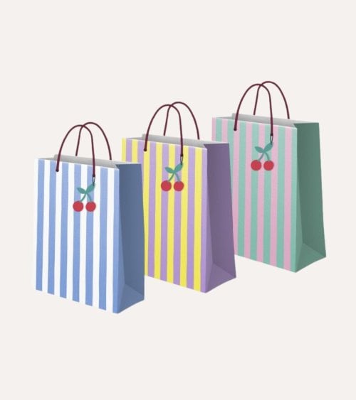 Bolsa de Rayas con Detalle Cereza de Cartón