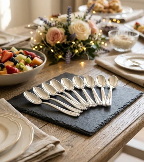 Set de 10 Cucharas Metalizadas Reutilizables de Plástico