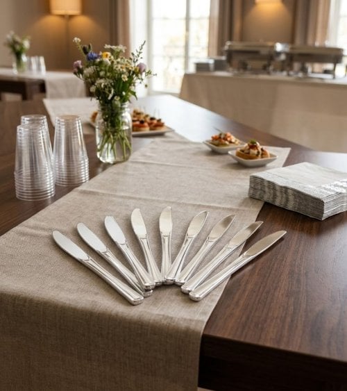 Set de 10 Cuchillos Metalizados Reutilizables de Plástico