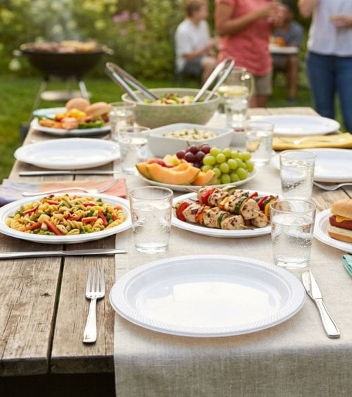 Set de 10 Platos Llanos Premium Reutilizables de Plástico