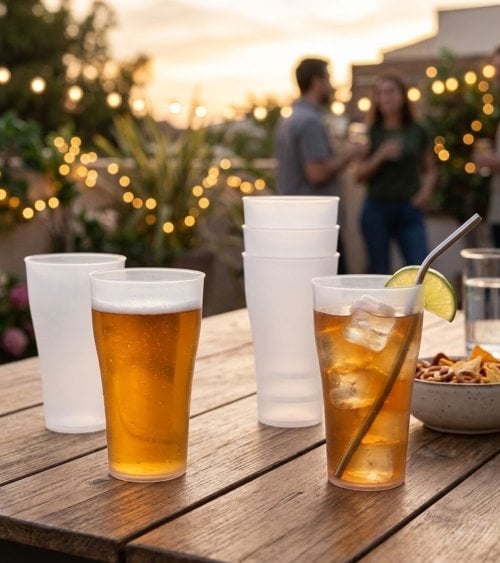 Set de 10 Vasos de Pinta Reutilizables de Polipropileno